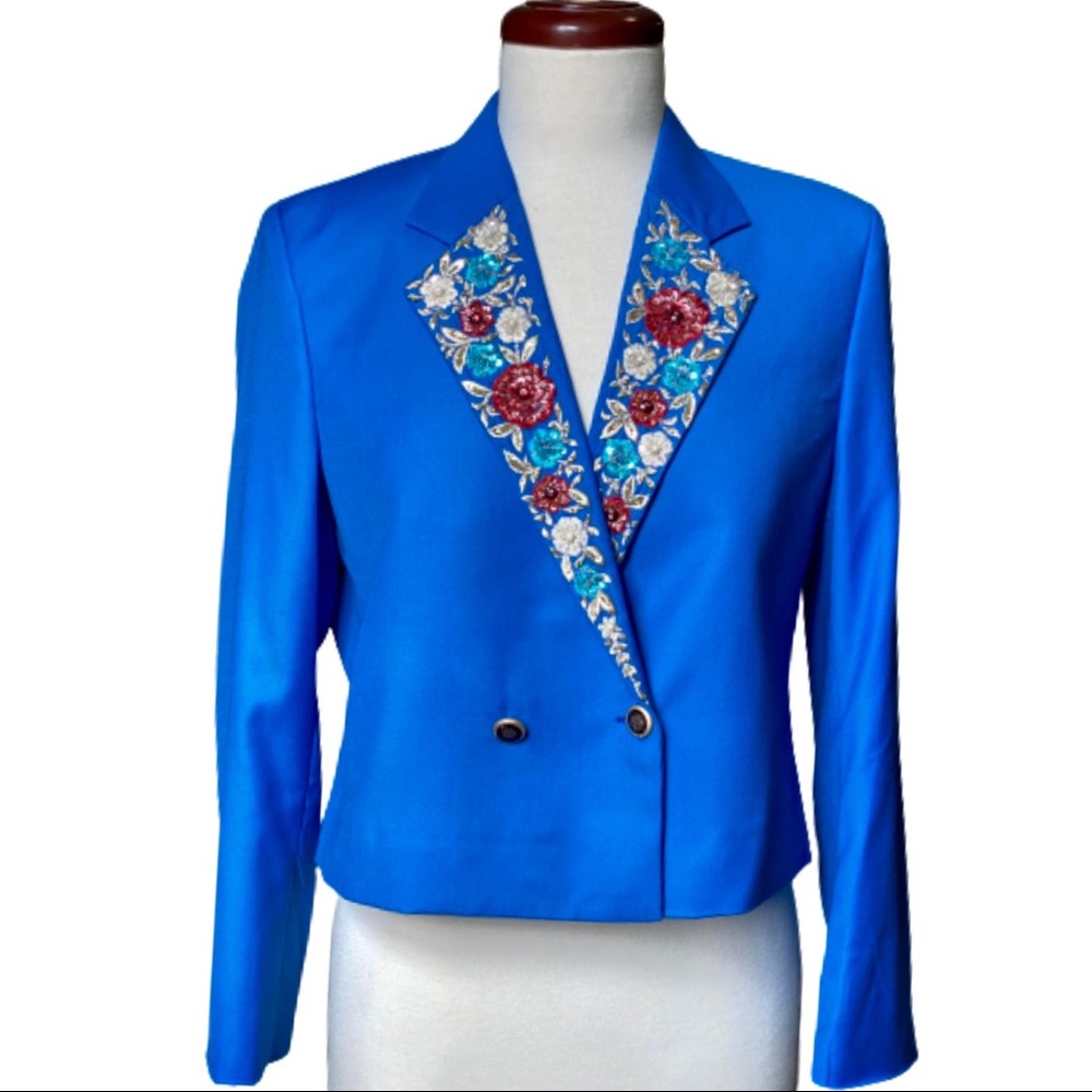 Hand embroidered double press crop jacket/coat